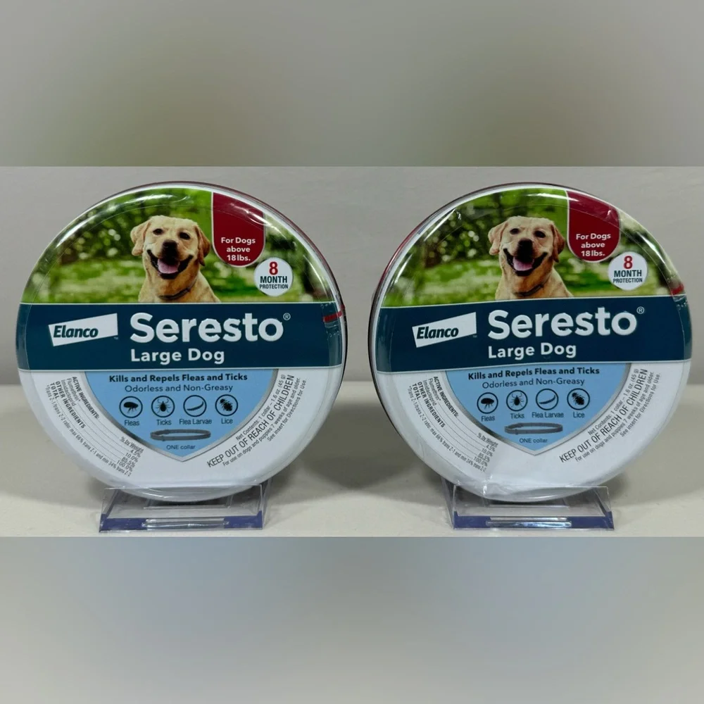 Seresto Flea Tick Collar 8 Month Protection Large Dog 18+ lb NEW SEALED LOT OF 2