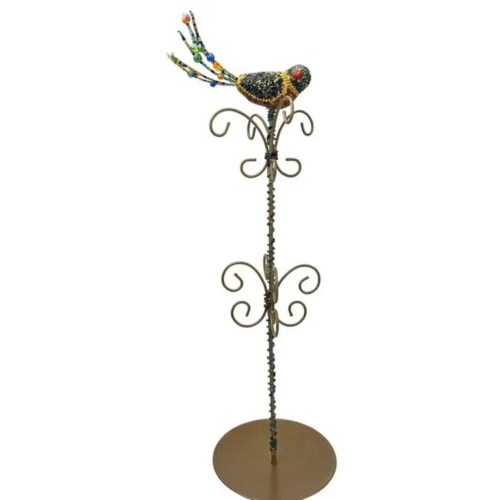 Pier 1‎ Imports Whimsical Bohemian Tall Beaded Bird Jewelry Stand