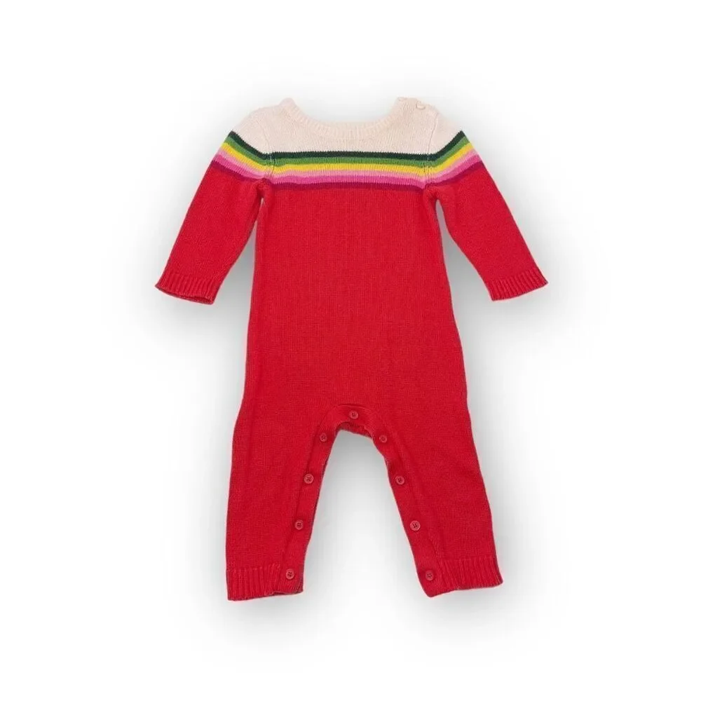 Gymboree Knit Red Rainbow Romper One Piece Baby Size 3-6 Months