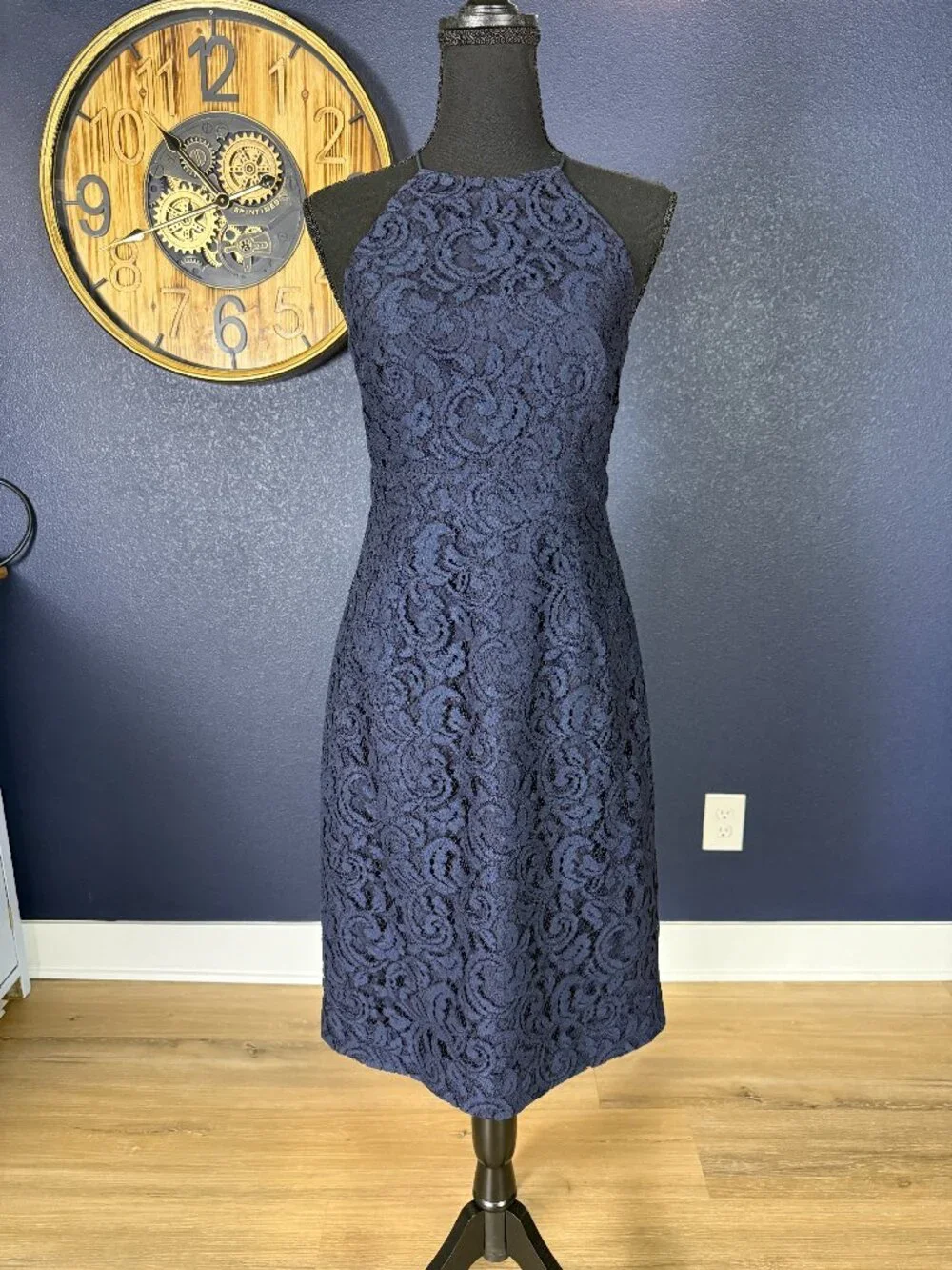 J. Crew Navy Lace Halter Mini Dress | 2