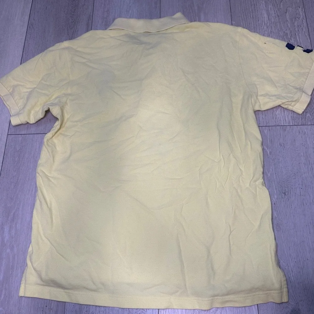Polo Ralph Lauren men's big pony 3 yellow golf collar‎ shirt large preppy y2k