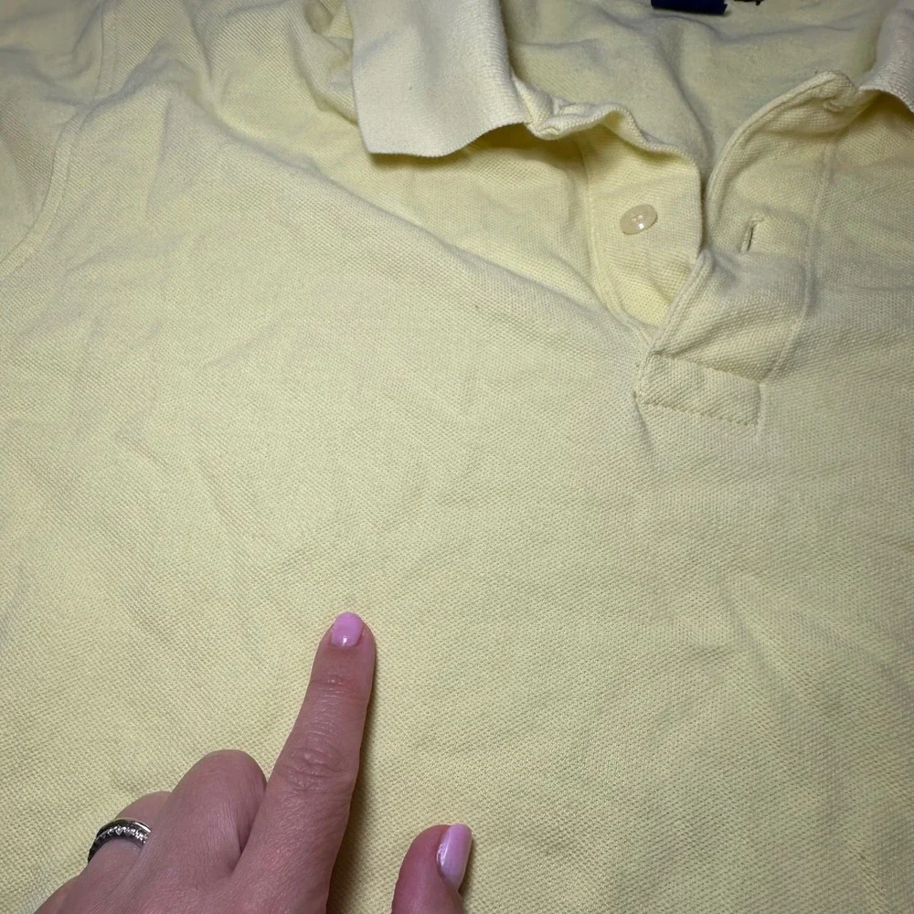 Polo Ralph Lauren men's big pony 3 yellow golf collar‎ shirt large preppy y2k
