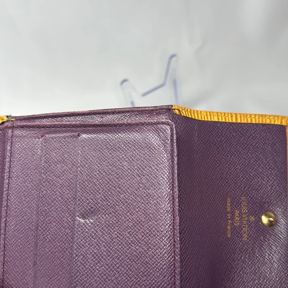 Louis Vuitton Tri-Fold Yellow/Purple Epi Leather Wallet | Unisex | Pre-Owned |