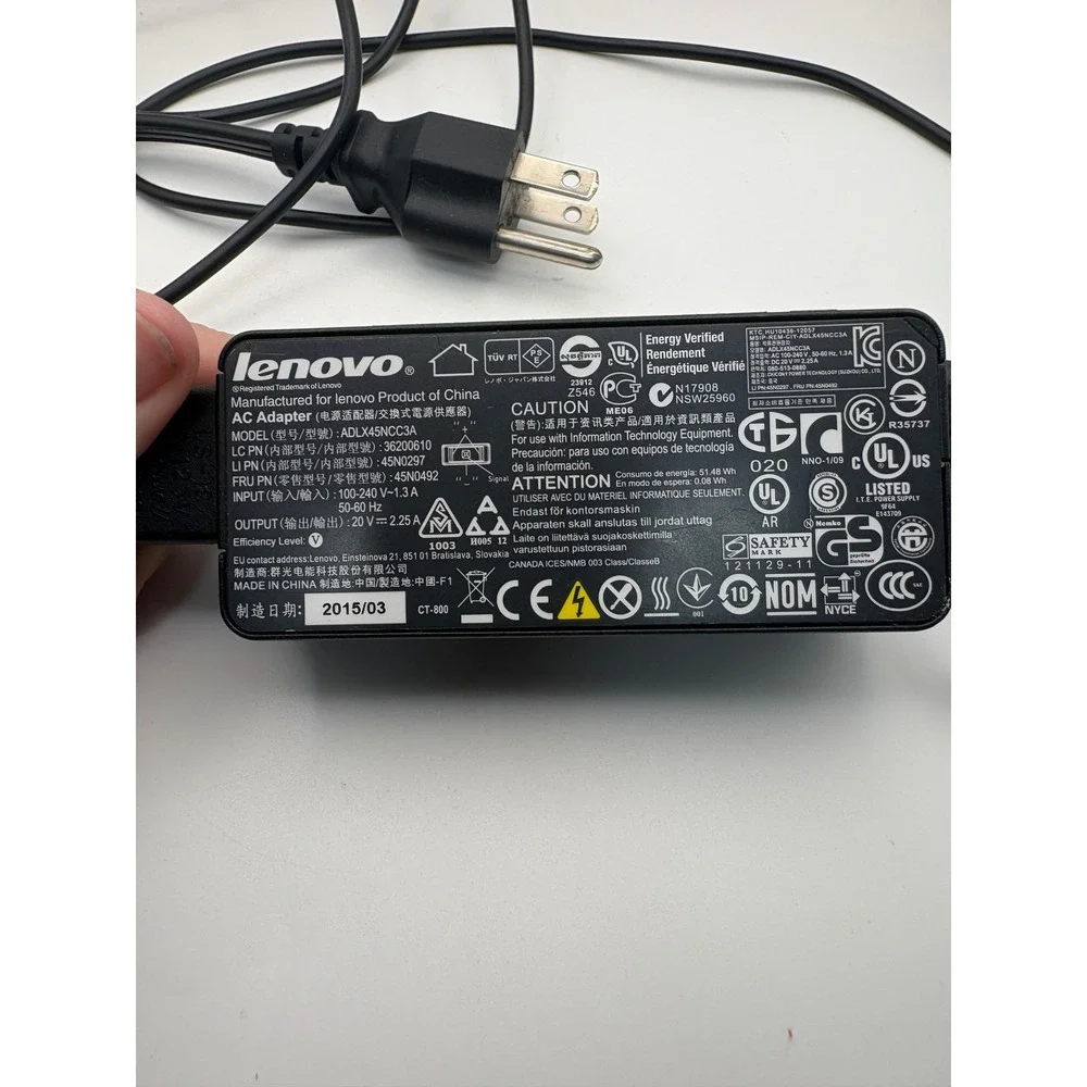 Lenovo 45W AC Adapter ADLX45NCC3A 20V 2.25A Slim Tip Power Supply Charger‎