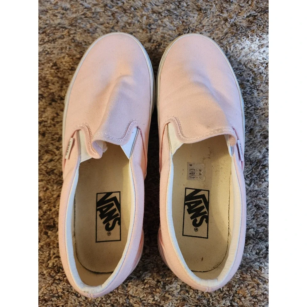 Vans Classic Slip-On Pink Canvas Sneakers Womens 8.5 Mens 7 Low Top Off The Wall
