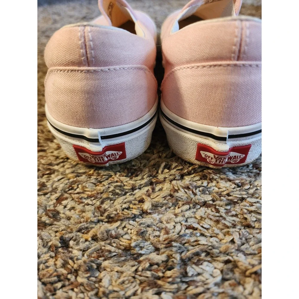 Vans Classic Slip-On Pink Canvas Sneakers Womens 8.5 Mens 7 Low Top Off The Wall