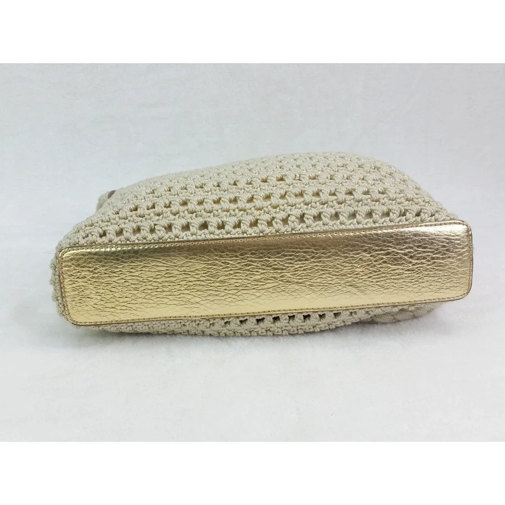 Luxy Woven Knit Bag Purse‎ Shoulder Bag Ivory Gold Cottagecore Vintage