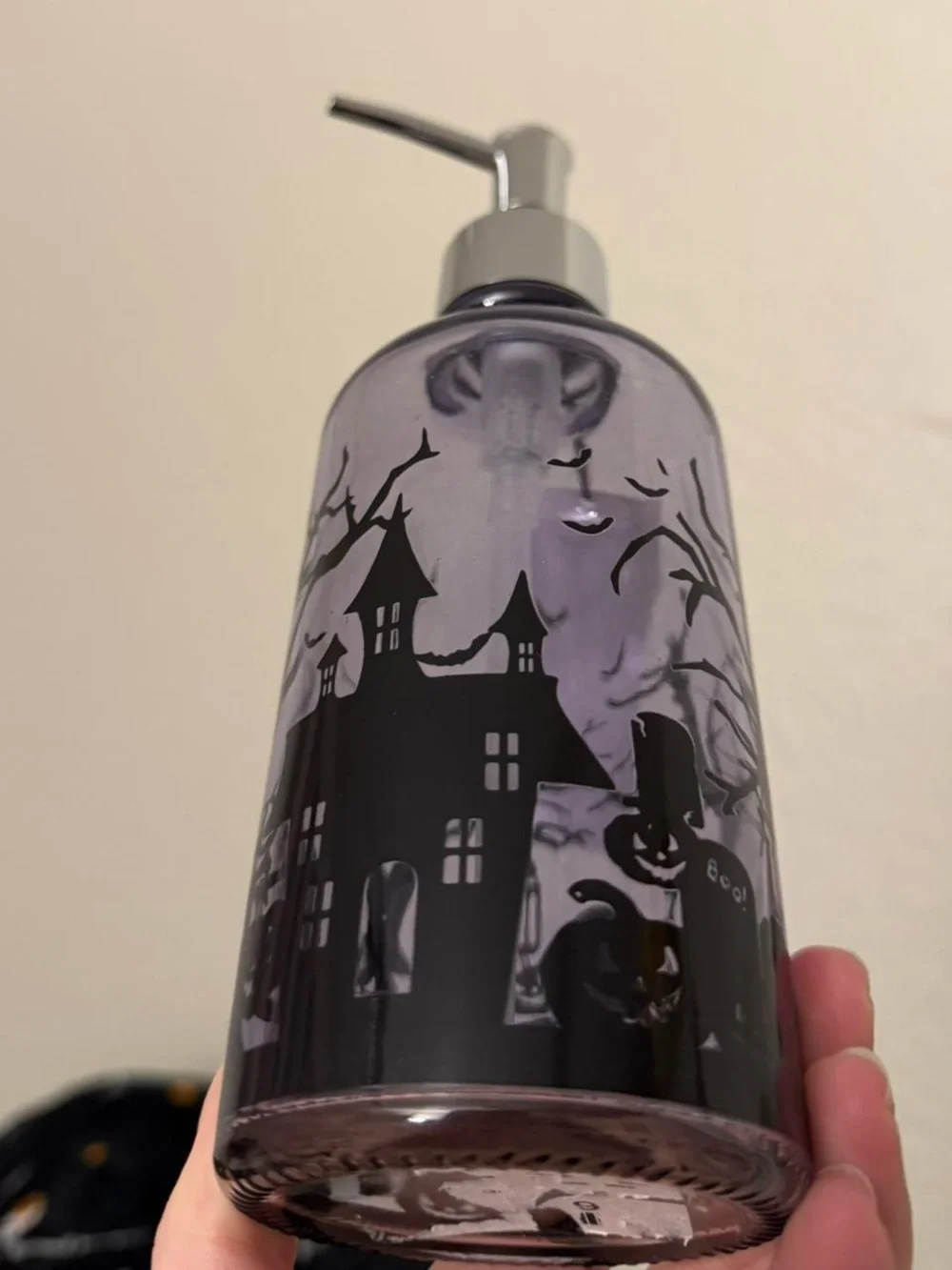 Halloween Themed Purple Glass Soap Dispenser