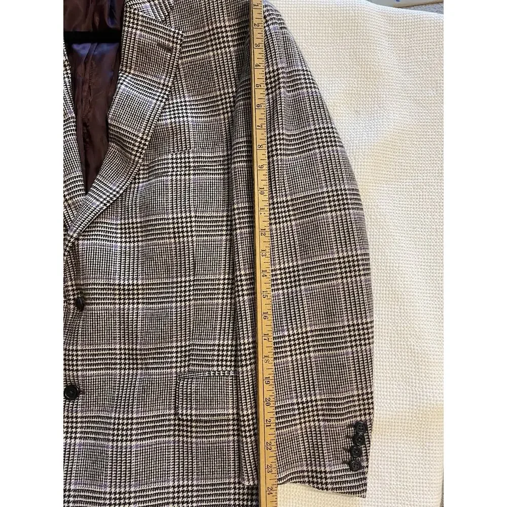 Peter Millar Tweed Houndstooth Wool Cashmere Blazer Sports Coat 46T Canada Union