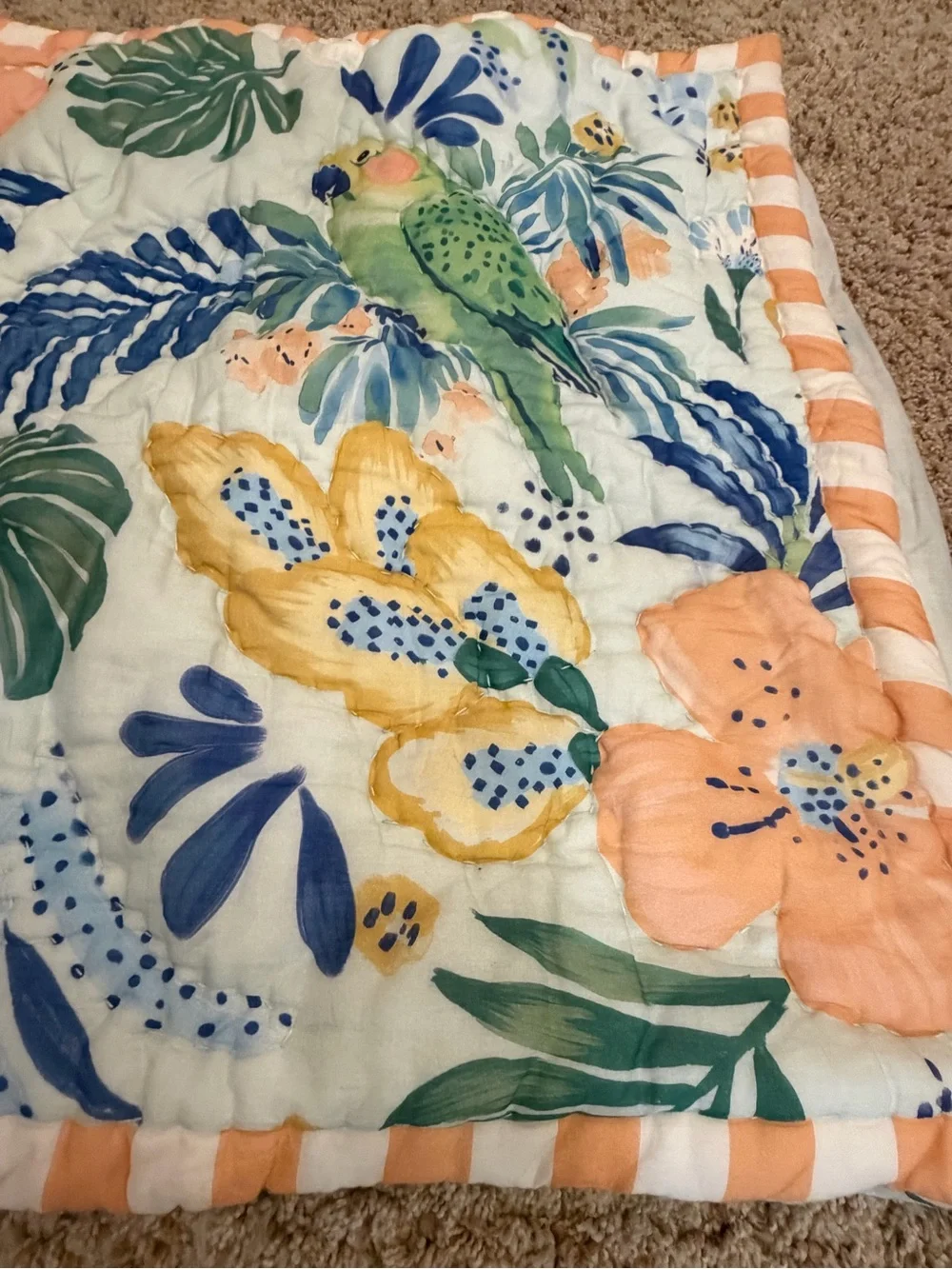 new Anthropologie Ellen merchant cotton voile euro pillow sham Floral Parrot