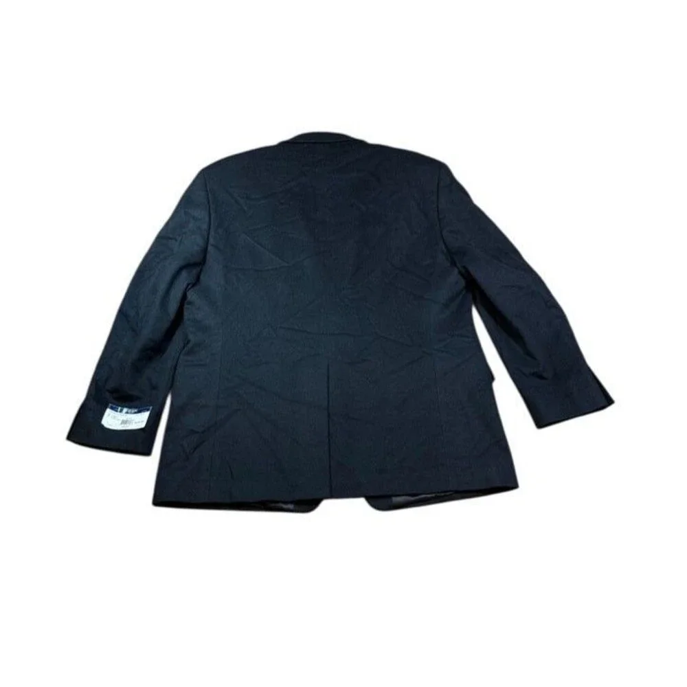 Chaps Mens SportCoat Blazer Size 48R Two Button Flannel Wool Silk Cashmere Black