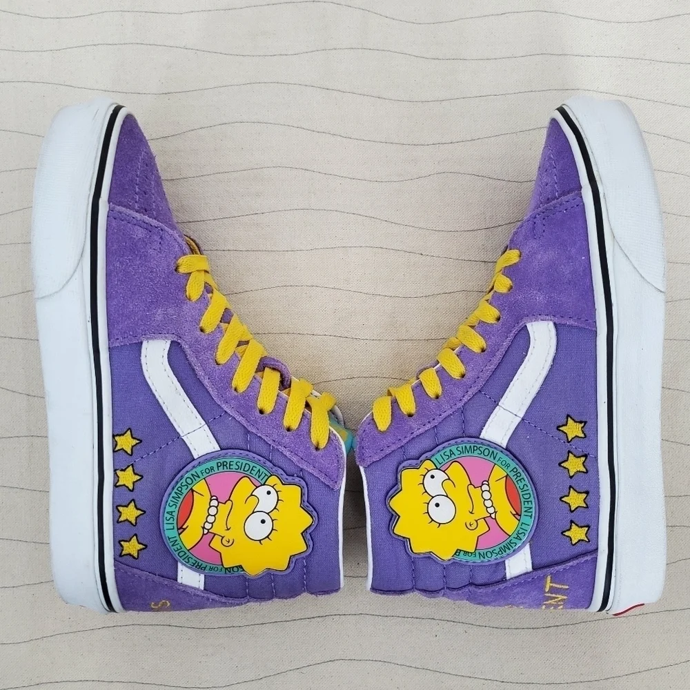 Vans Womens Lisa Simpson for President High Top Purple Suede Shoes Sneakers Sz 5