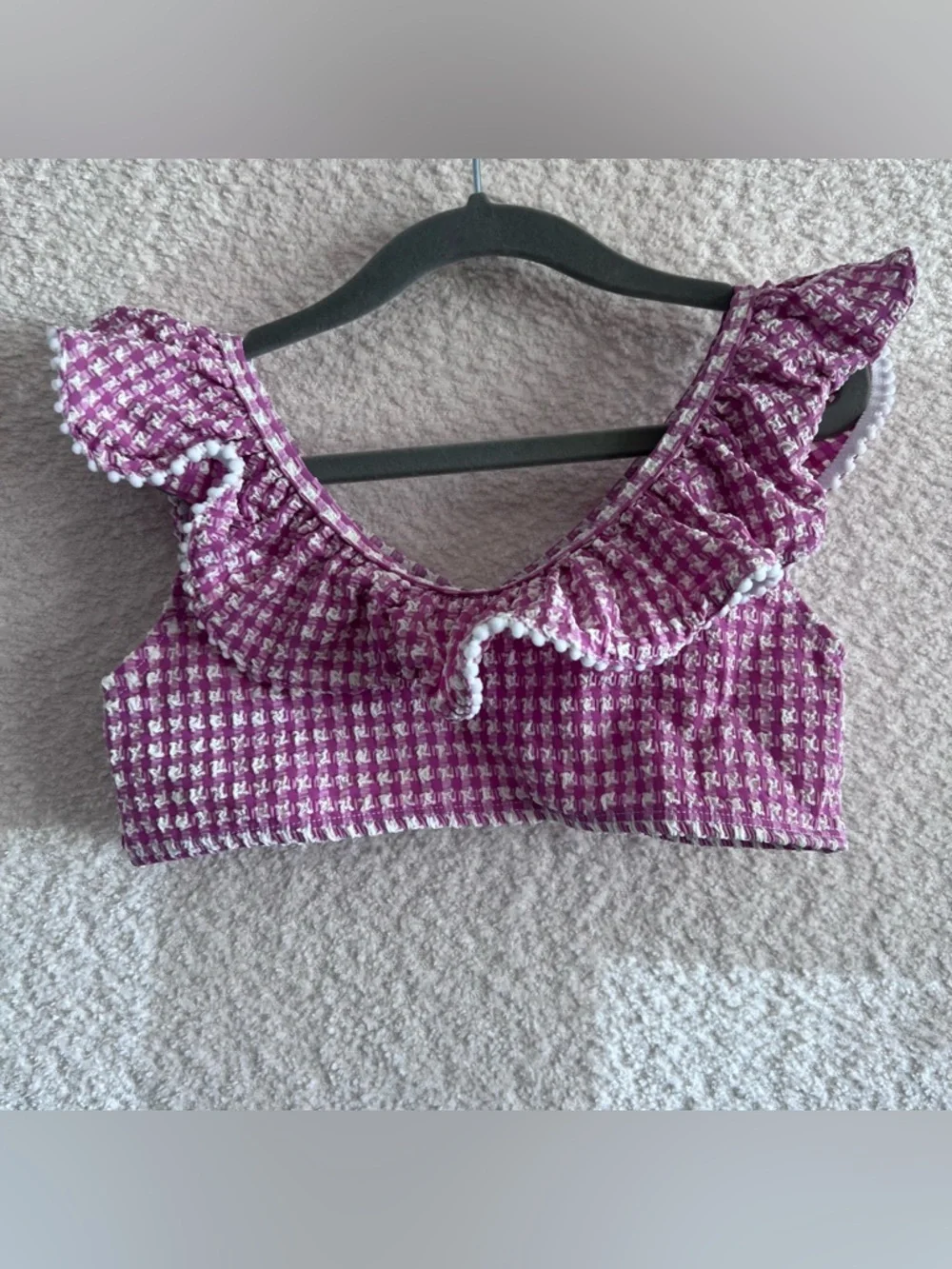Janie And Jack Two Piece Bikini Set Seersucker Purple White‎ Bathing Suit Size 8