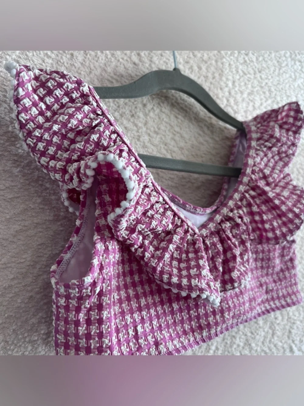 Janie And Jack Two Piece Bikini Set Seersucker Purple White‎ Bathing Suit Size 8