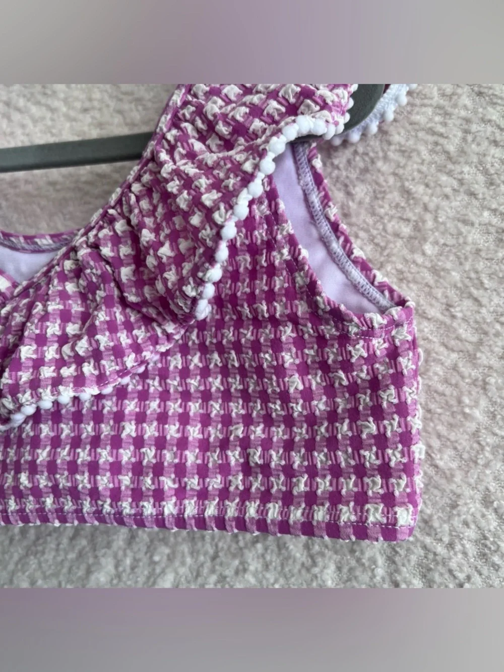 Janie And Jack Two Piece Bikini Set Seersucker Purple White‎ Bathing Suit Size 8