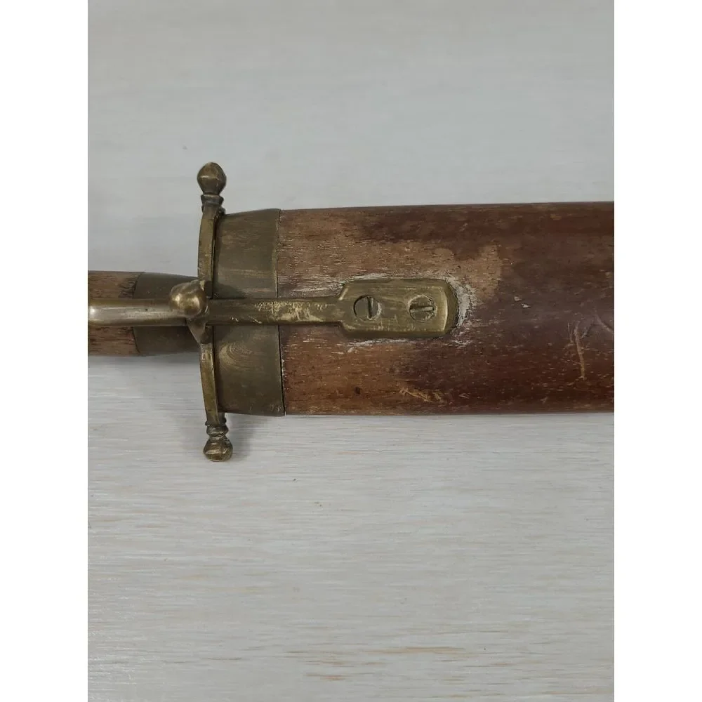 Vintage Indian Meat Carving Set Knife & Fork With Wood‎ Handle & Sheath