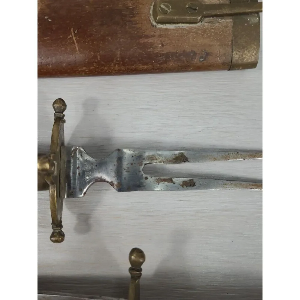 Vintage Indian Meat Carving Set Knife & Fork With Wood‎ Handle & Sheath