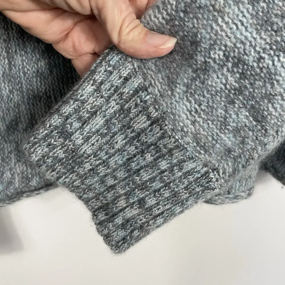 360Cashmere 100% Cashmere Sweater Size M Blue Gray Cropped Mock Neck Luxury Cozy