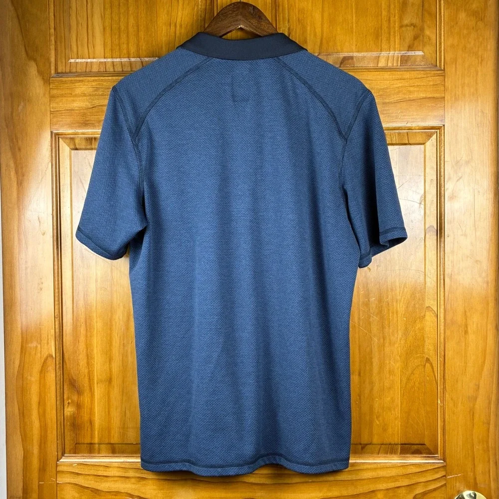 The North Face Mens Lg FlashDry Polo Shirt Navy Blue Textured Short Sleeve