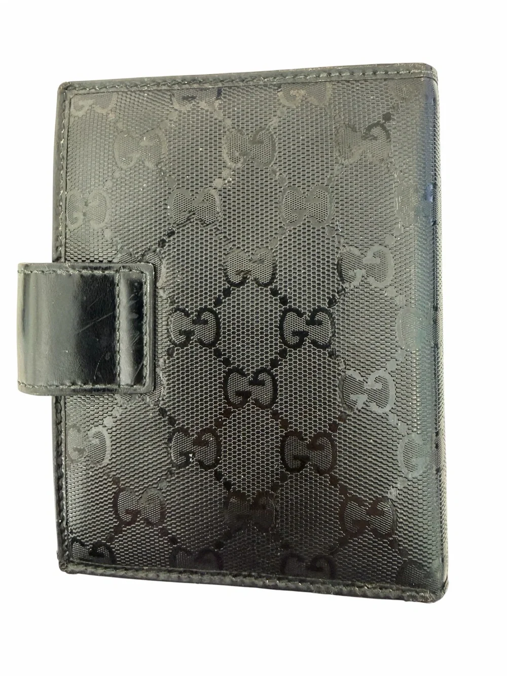Gucci Vintage Black Canvas 6-Ring Agenda Planner