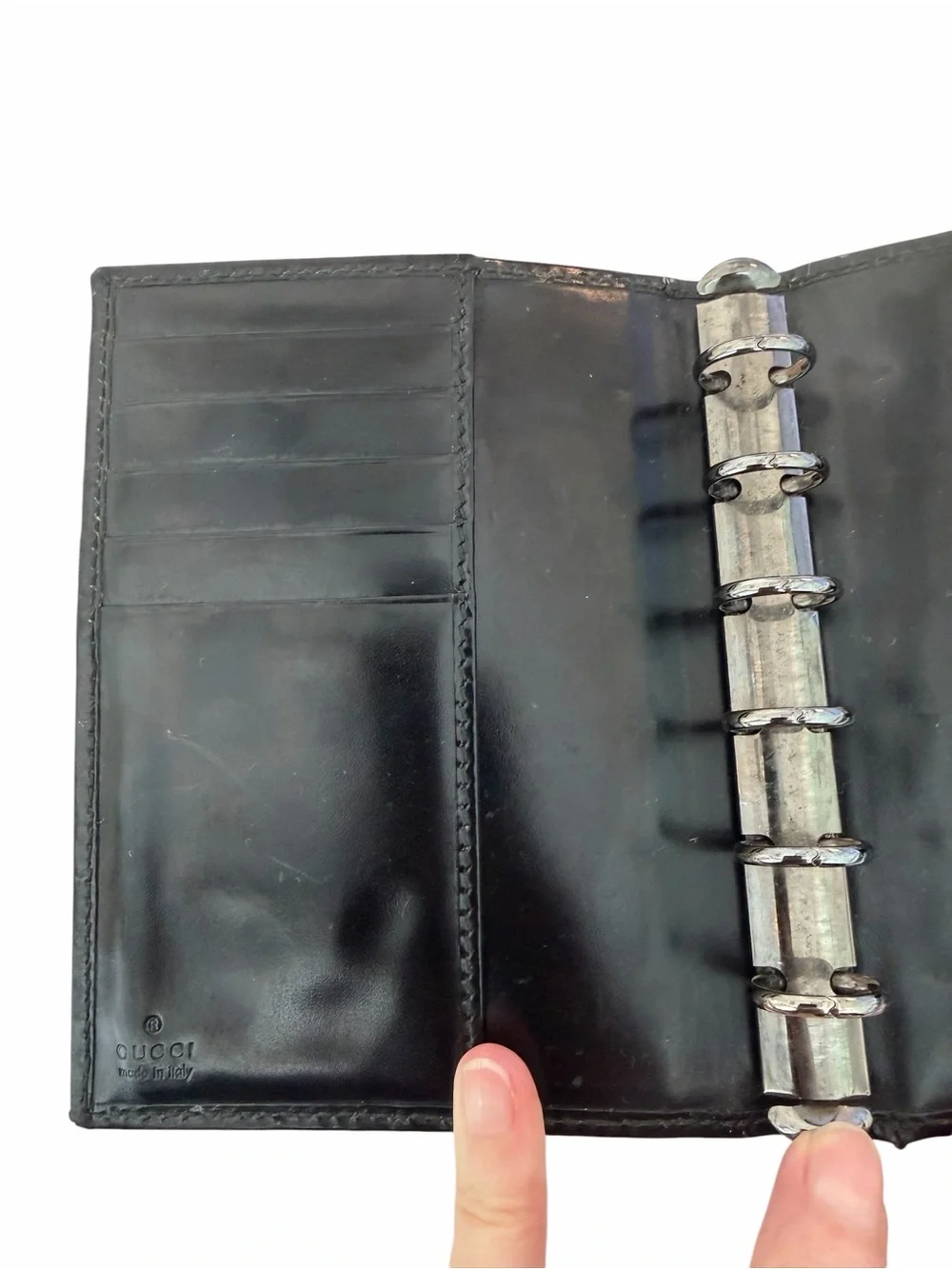 Gucci Vintage Black Canvas 6-Ring Agenda Planner