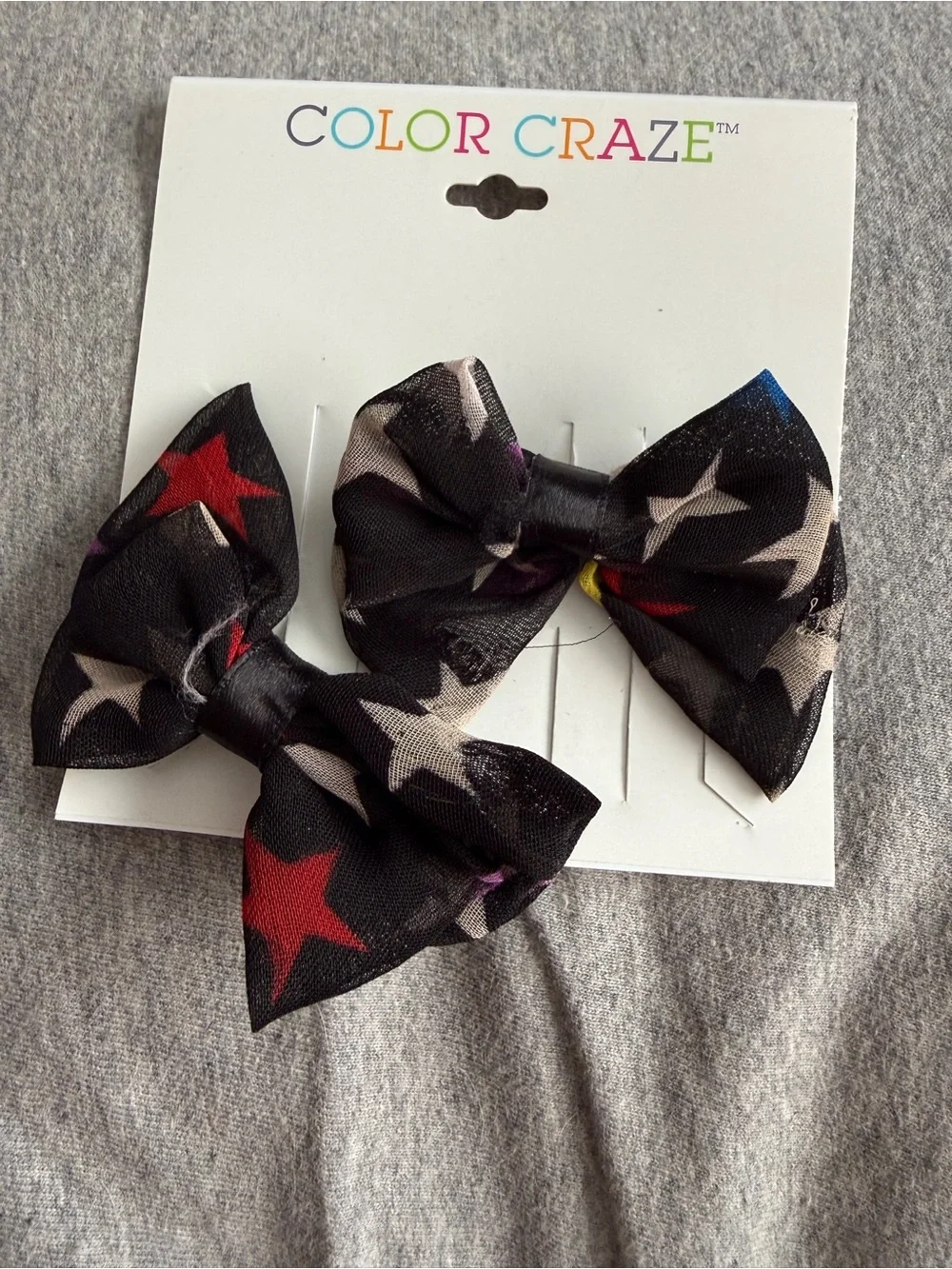 Color Craze Kids Black Star Bow Hair Clips - Set of 2
