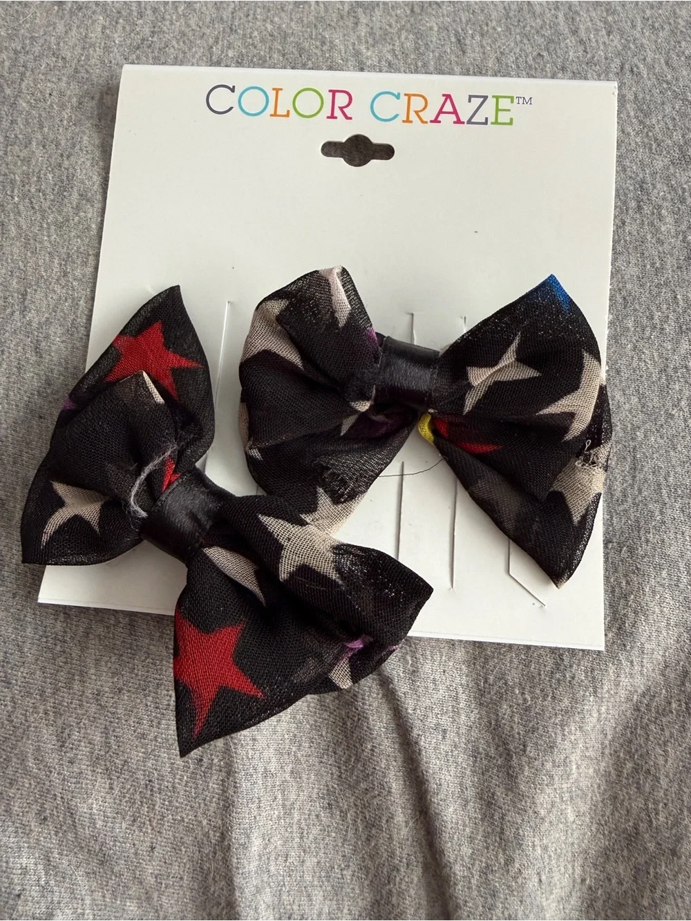 Color Craze Kids Black Star Bow Hair Clips - Set of 2