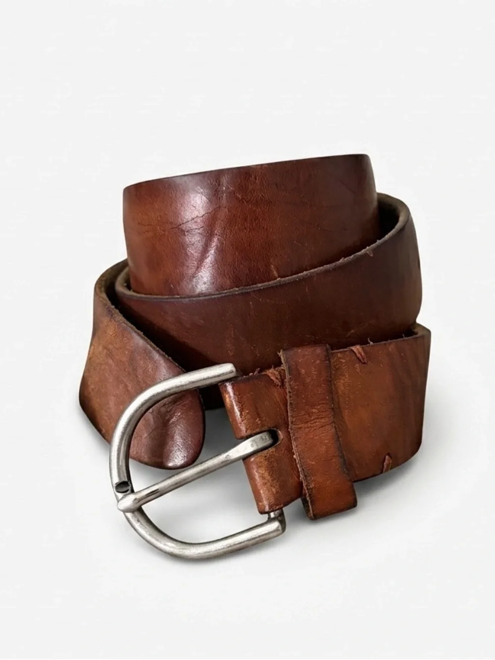 American Eagle Vintage Distressed Brown Leather Belt Women's Size XL