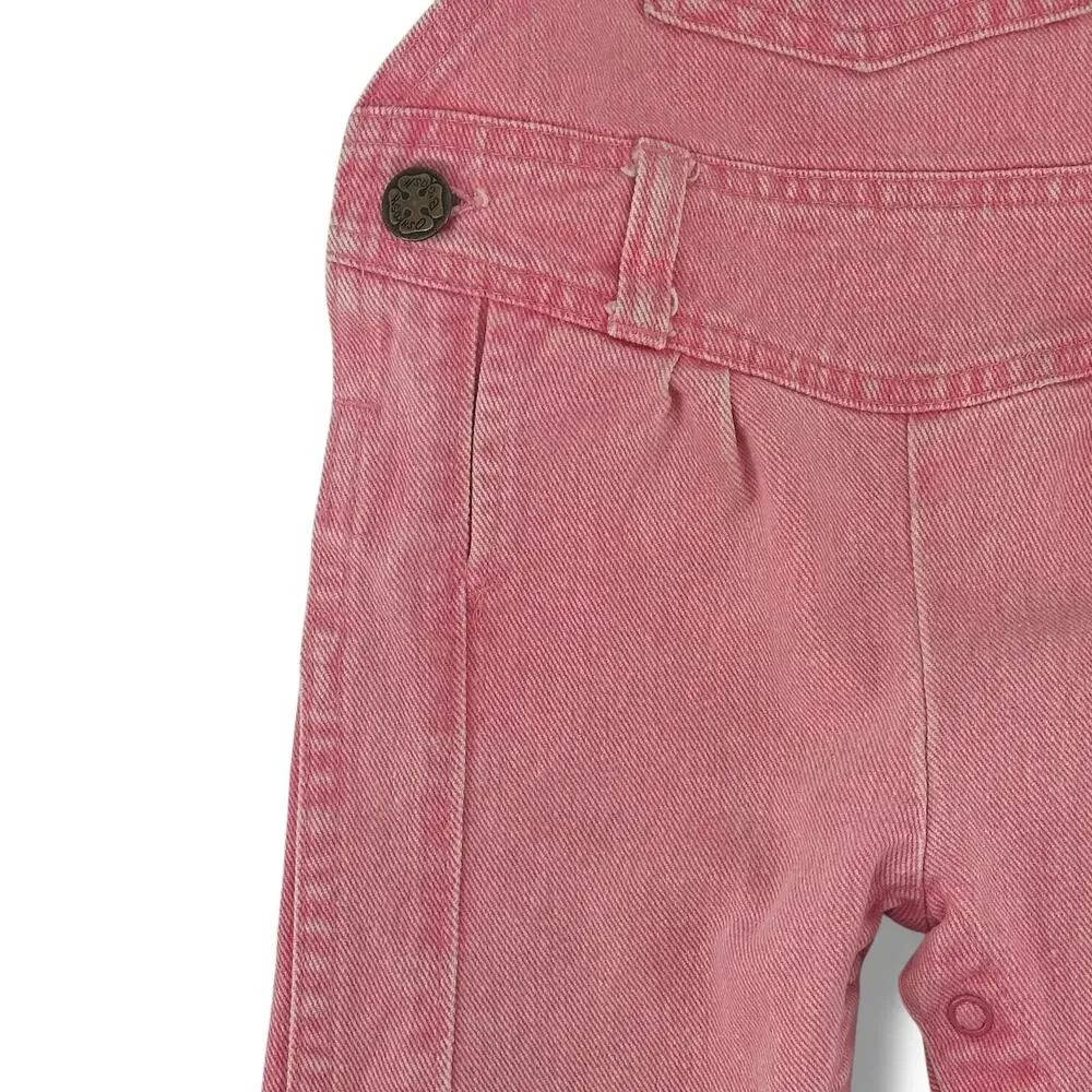 Vtg Osh Kosh B'Gosh Vestback Pink Acid Wash Pleated Overall Bibs Size 12 Months