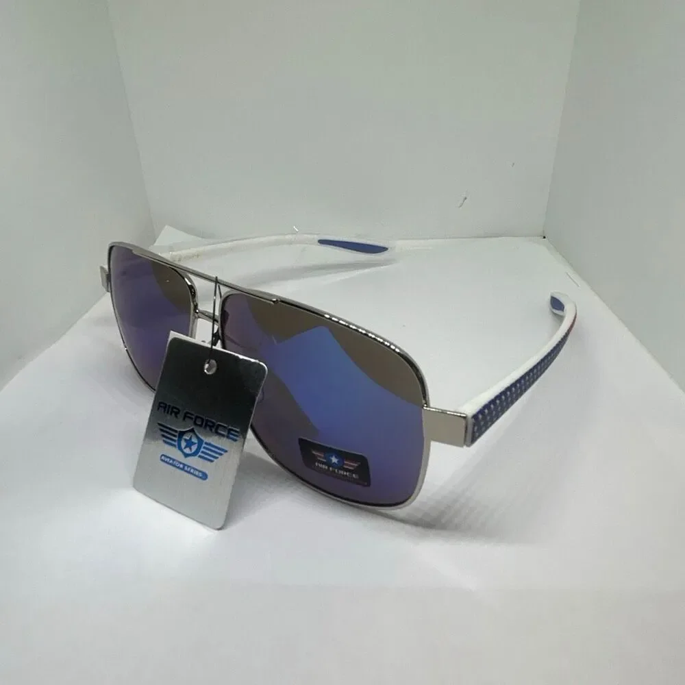 Air Force Aviator Mirrored Sunglasses Patriotic UV400 Classic Pilot Style
