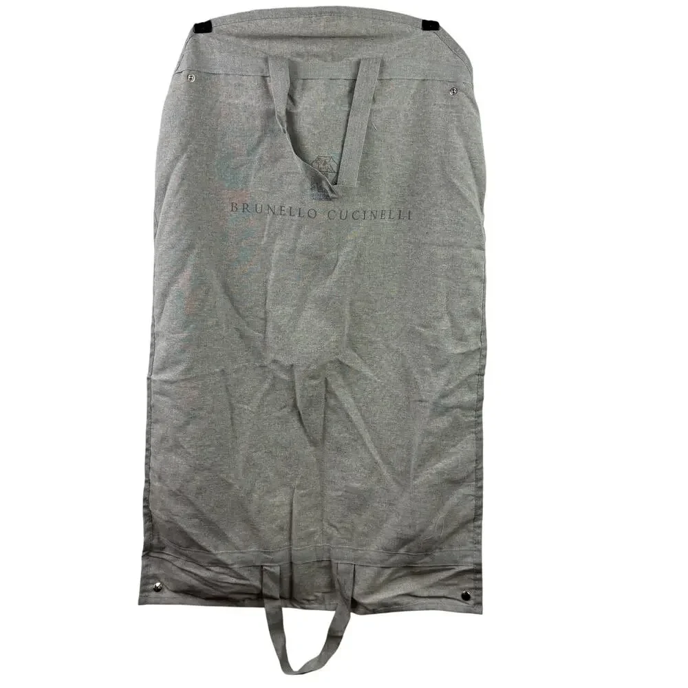 Brunello Cucinelli Heather Gray Travel Cover Garment Bag Cotton Zipper Sz 34x21