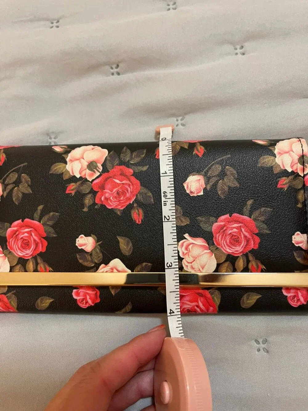 NWT Time & Tru Piper Clutch Wallet | Black Rose Floral | RFID Protection