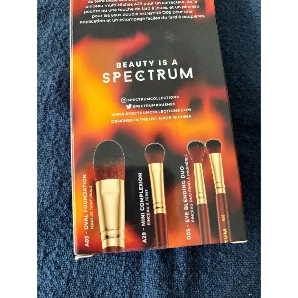 Brand New In Sealed Box Spectrum Women's Brown 3 Piece Make-Up Brush Set