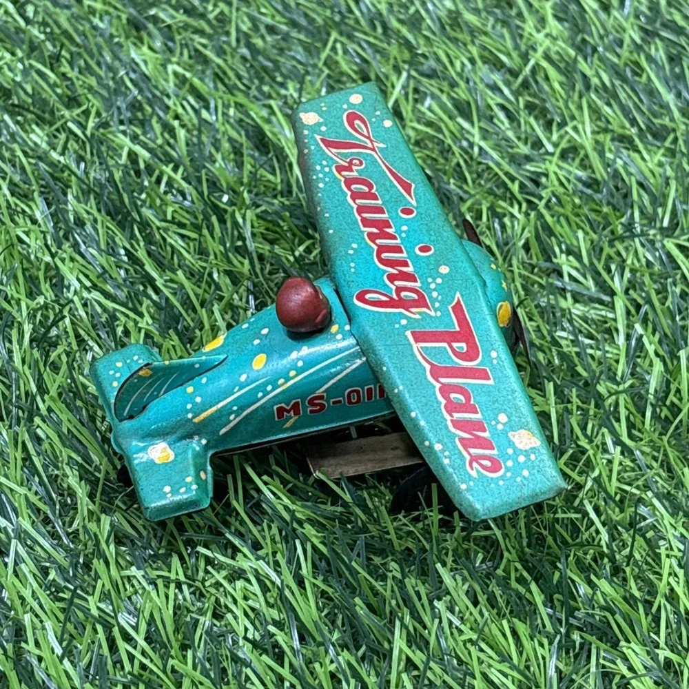 Vintage Tin Wind Up Flying Plane Toy Made in China Late 60s Early 70s Decor