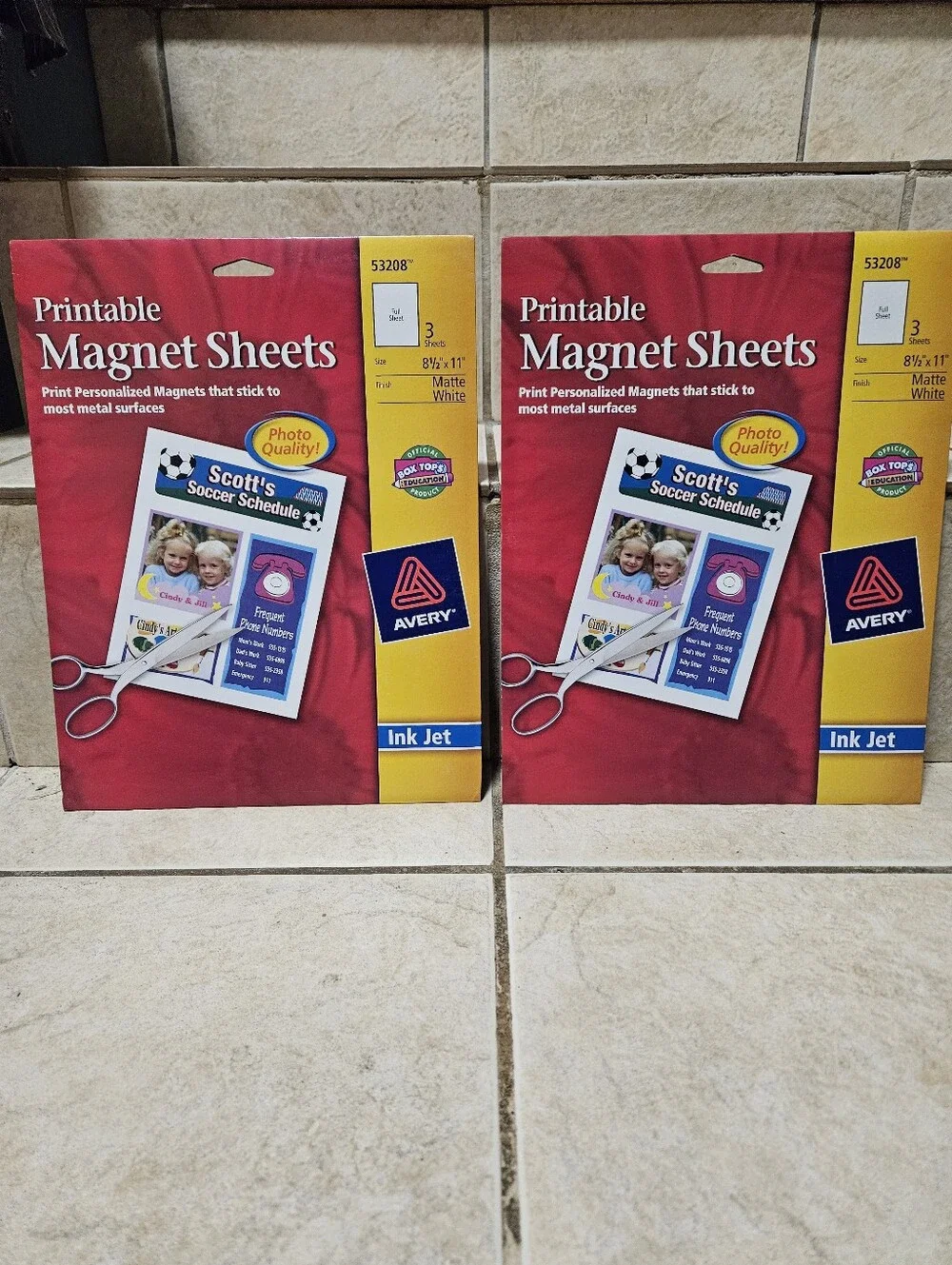 NEW Lot of 2 Avery 53208 Printable Magnet Sheets 8.5x11 White Inkjet 6 Total