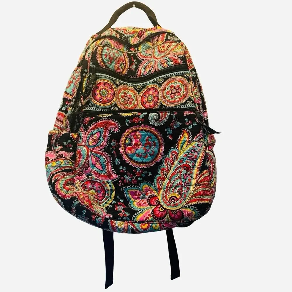 VERA BRADLEY Women's Large Campus Backpack French Paisley PINK School Work Artsy