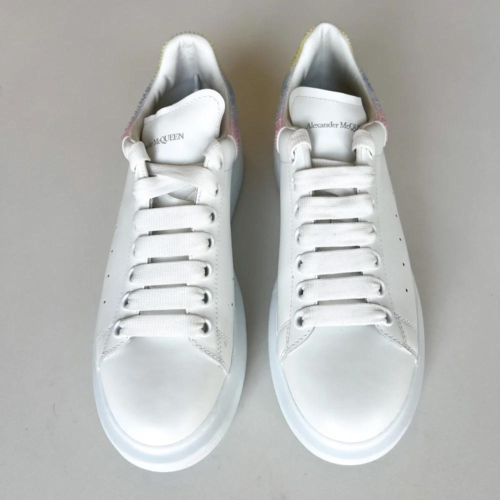 Alexander McQueen Oversized Embellished Leather Sneakers in White NWOB