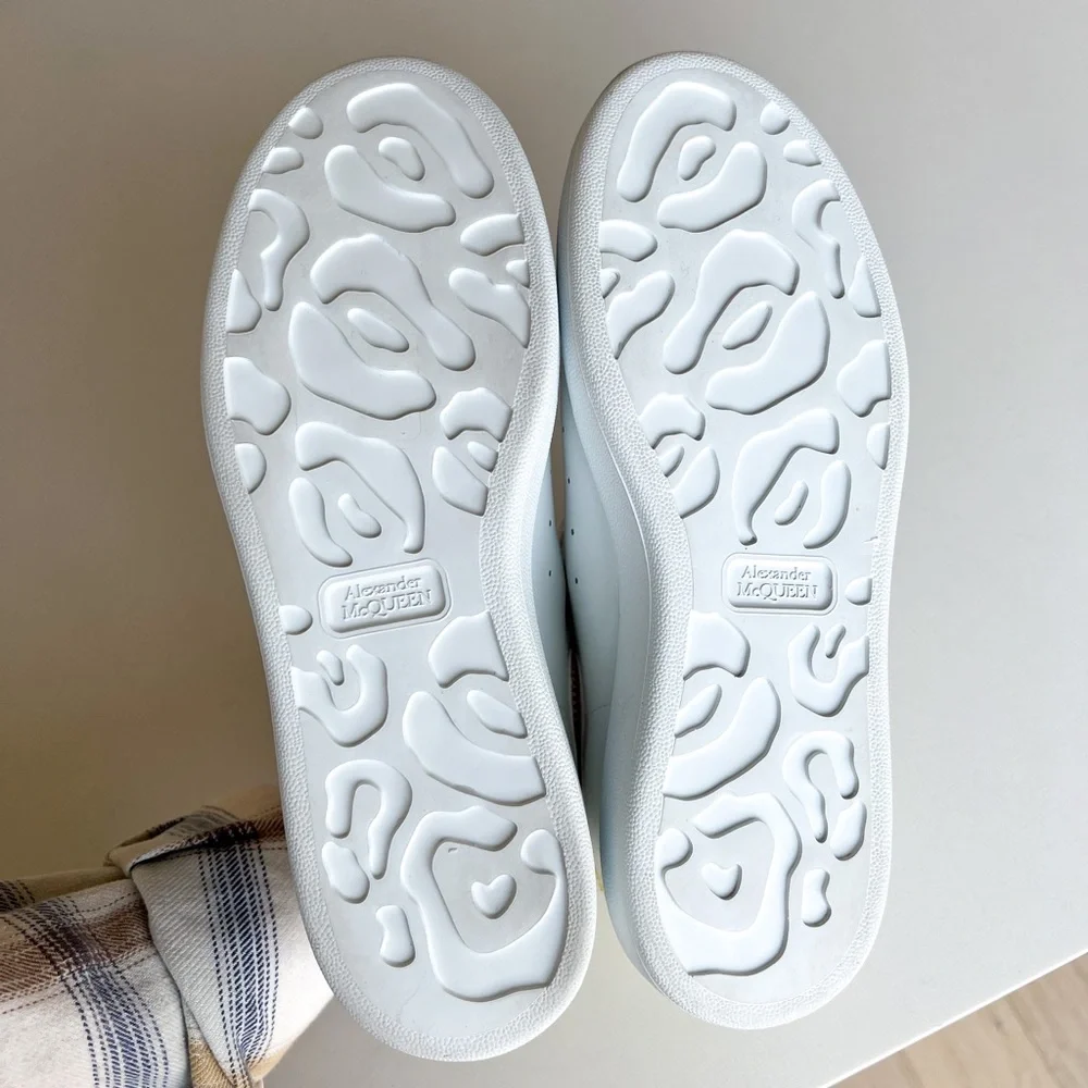 Alexander McQueen Oversized Embellished Leather Sneakers in White NWOB