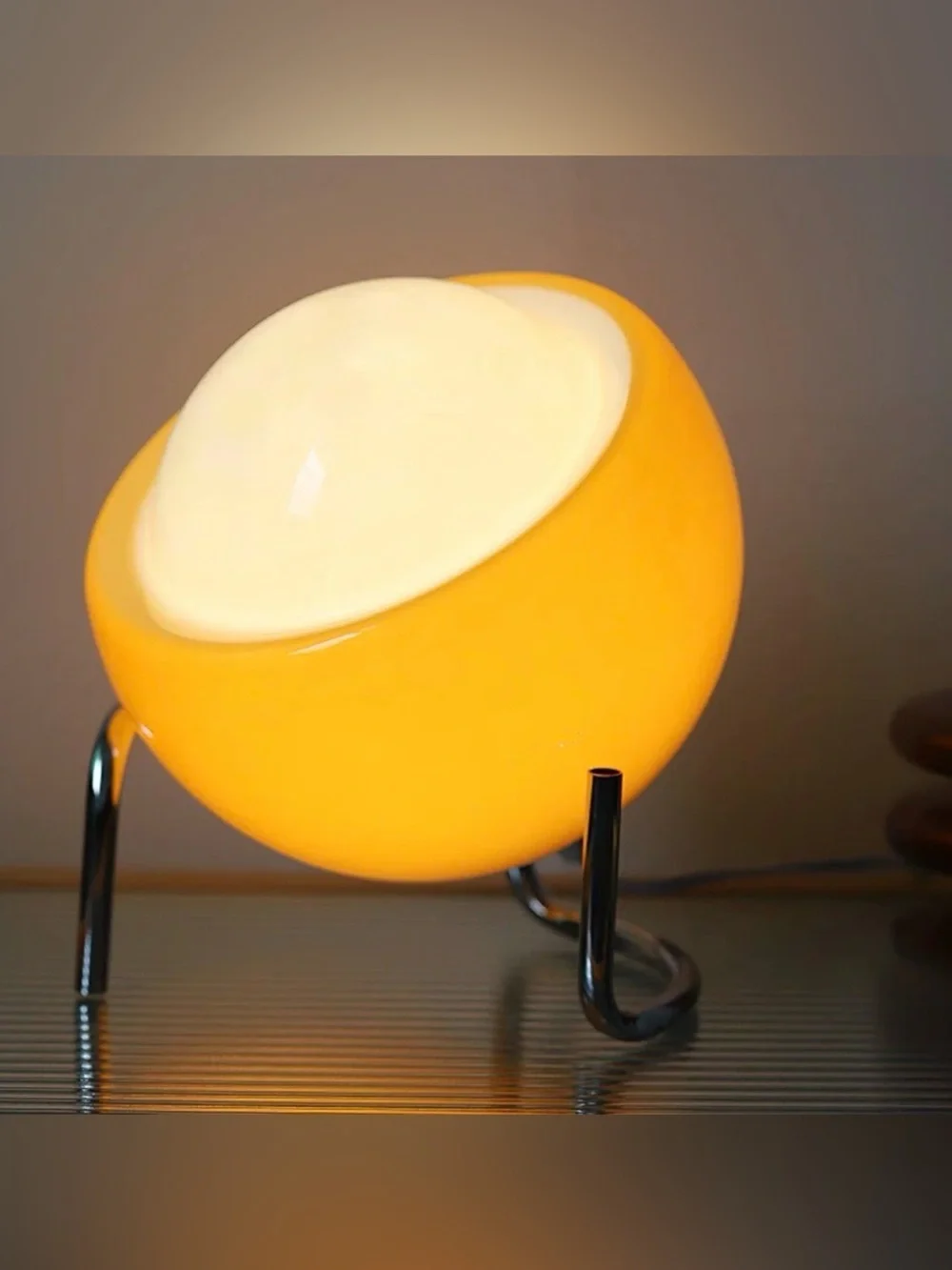 Bauhaus Lamp, Mid Century Modern Orange Table Lamp