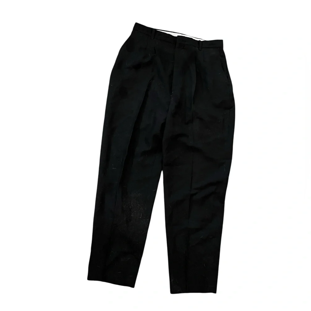 Vintage 80s Carriage Court Pleated Trousers Tapered High Rise Black 8