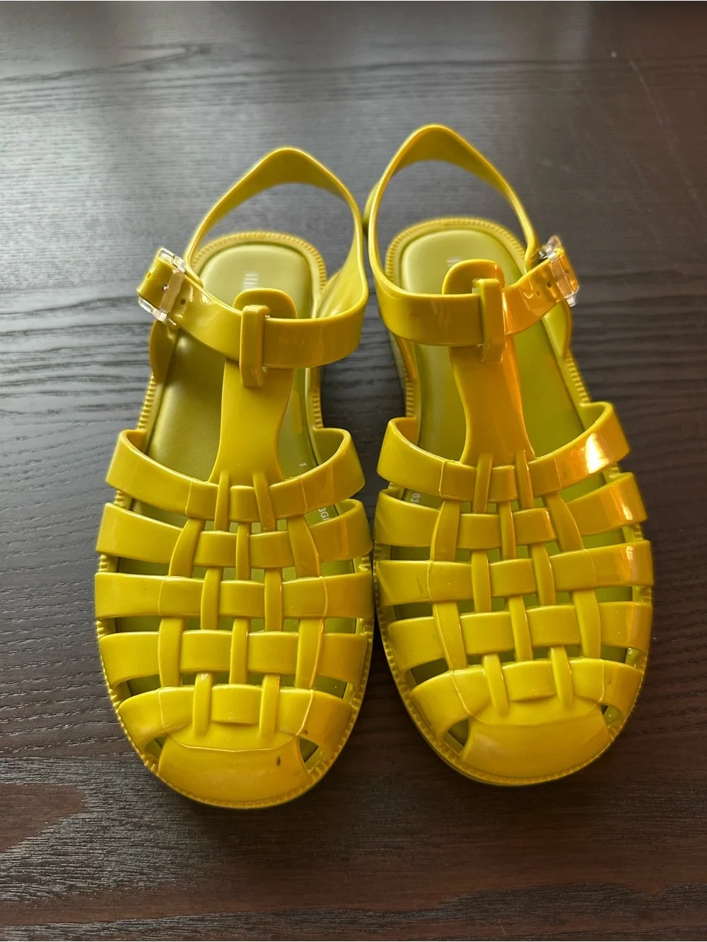 Mini Melissa Bright Yellow Woven Jelly Sandals Scented Summer Shoes