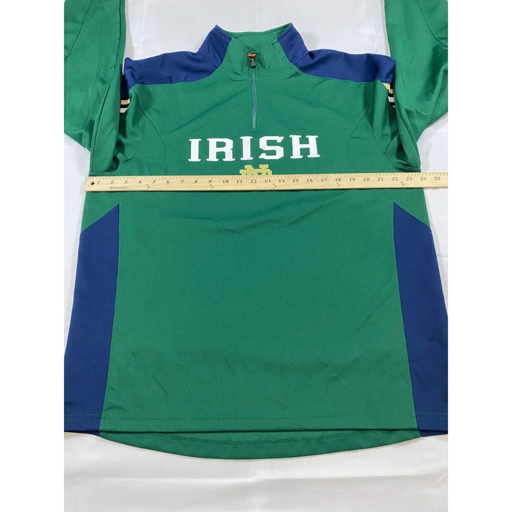 Adidas Notre Dame Fighting‎ Irish Mens Green Navy Blue Quarter Zip Pullover L