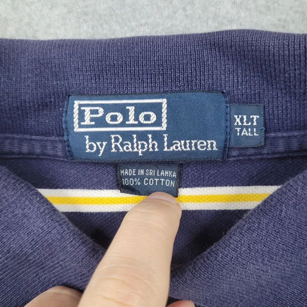 Polo Ralph Lauren Polo Shirt Mens XLT Blue Striped Short Sleeve Cotton Pique