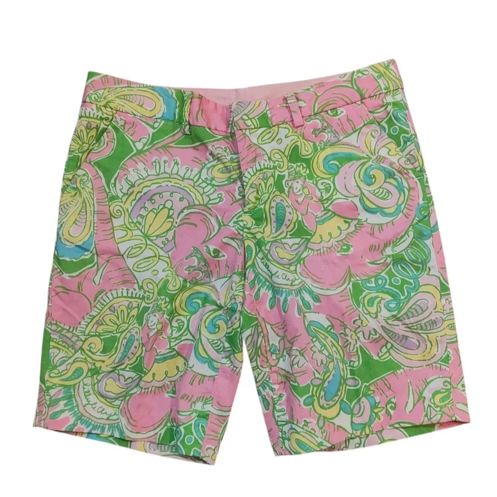 Lilly Pulitzer‎ Avenue Shorts Pink Green Tropical Print Cruise Vacation Travel 4