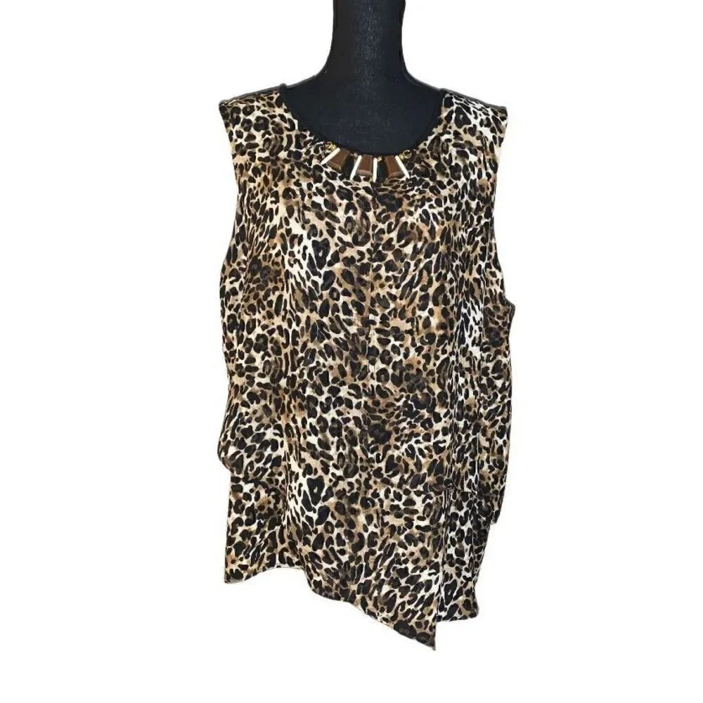 Rafaella Cheetah Tiered Tank Top