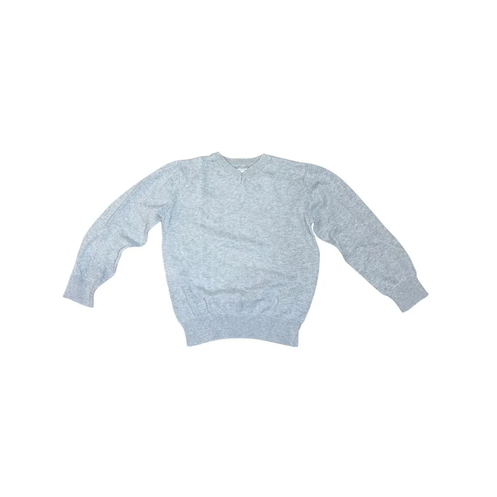 The Children's Place Sweater‎ Kids S 5/6 V-Neck Pullover Gray Cotton Knit Basic