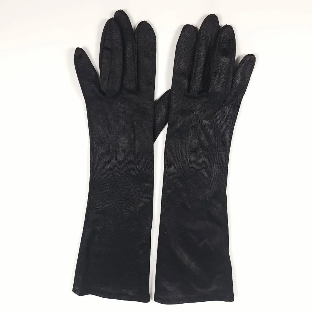 Vintage Hansen Mid Length Long‎ Black Gloves 14.5