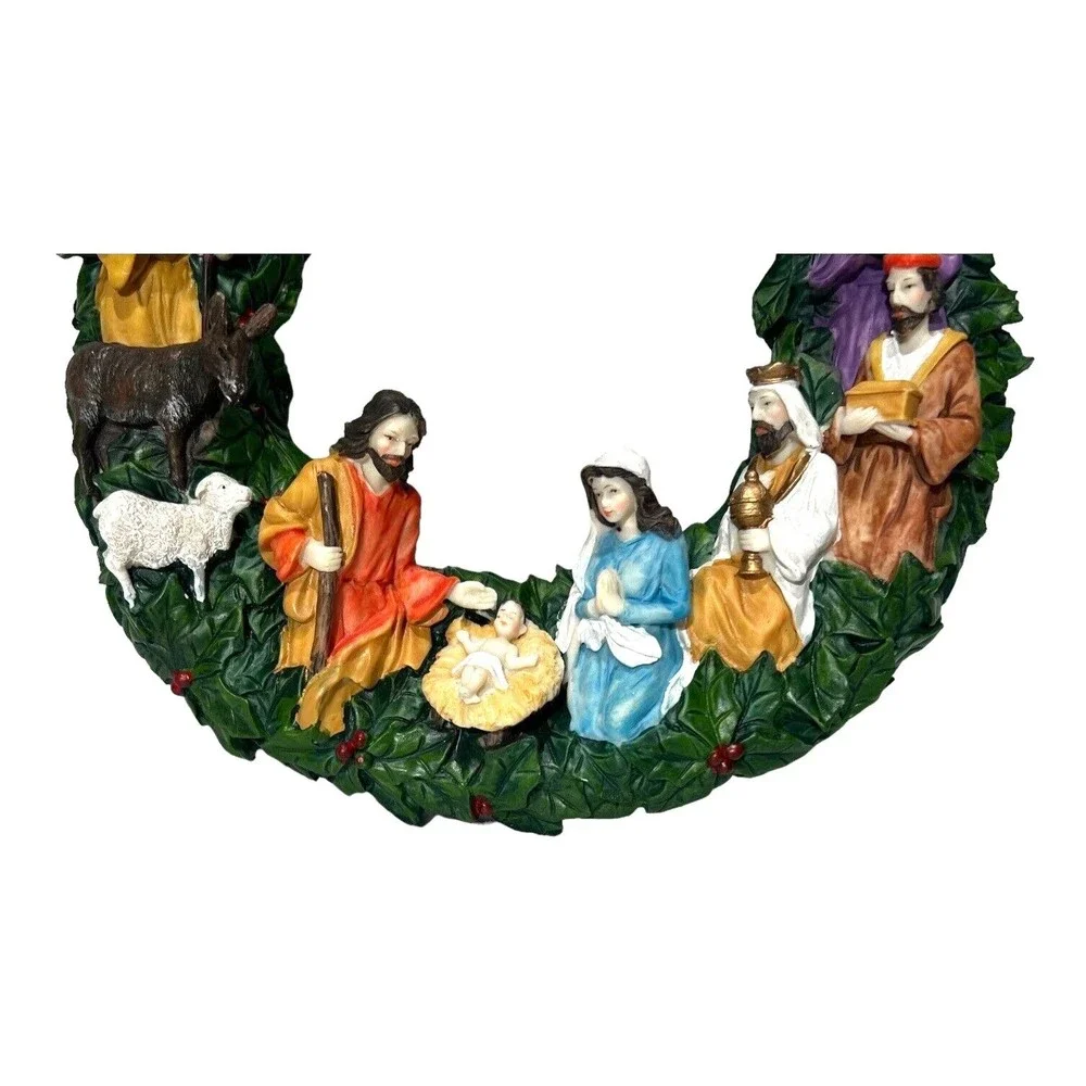 Nativity Christmas Scene‎ Manger w/Top Star Light  Resin 12