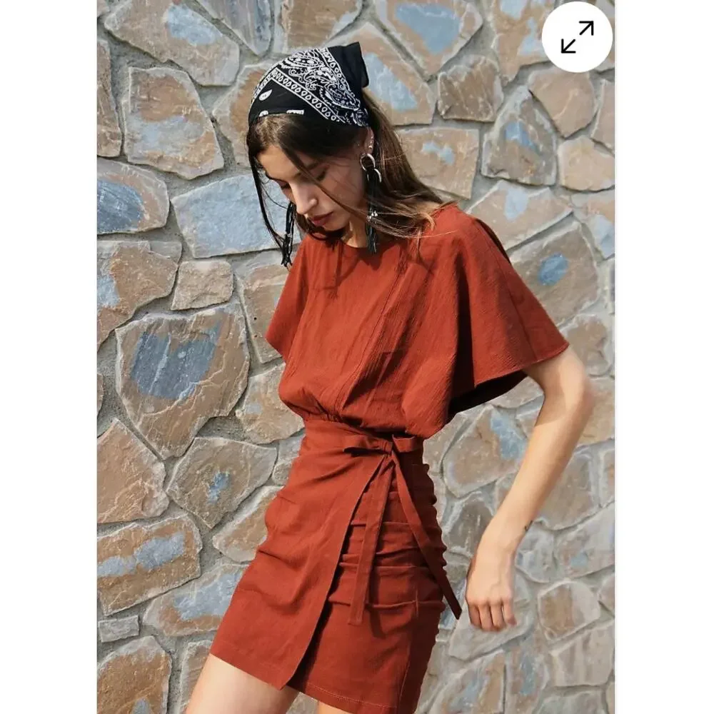NEW Free People Rough Rider Mini Dress Size Small Brown Short