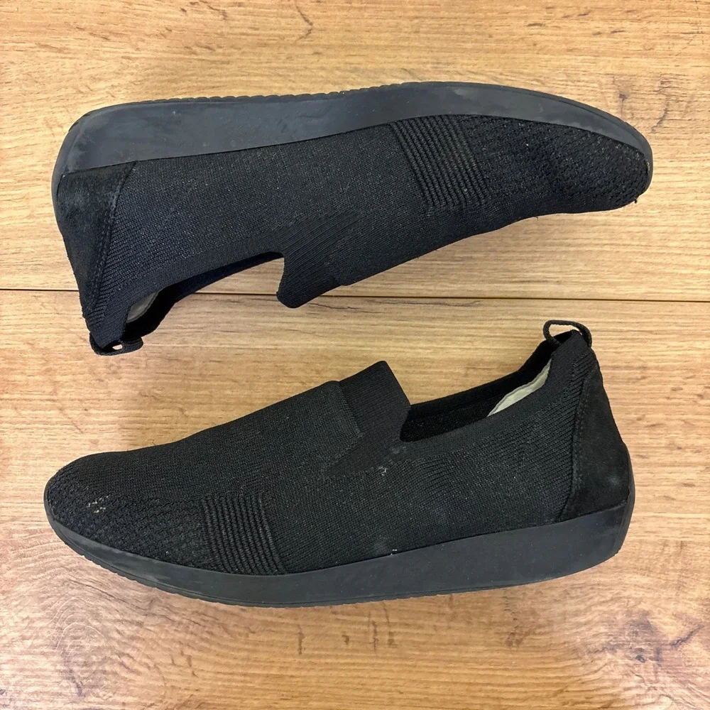 ARA Leena Sneaker Black Woven Knit Women Size‎ 5 Slip On Casual Comfort Stretch